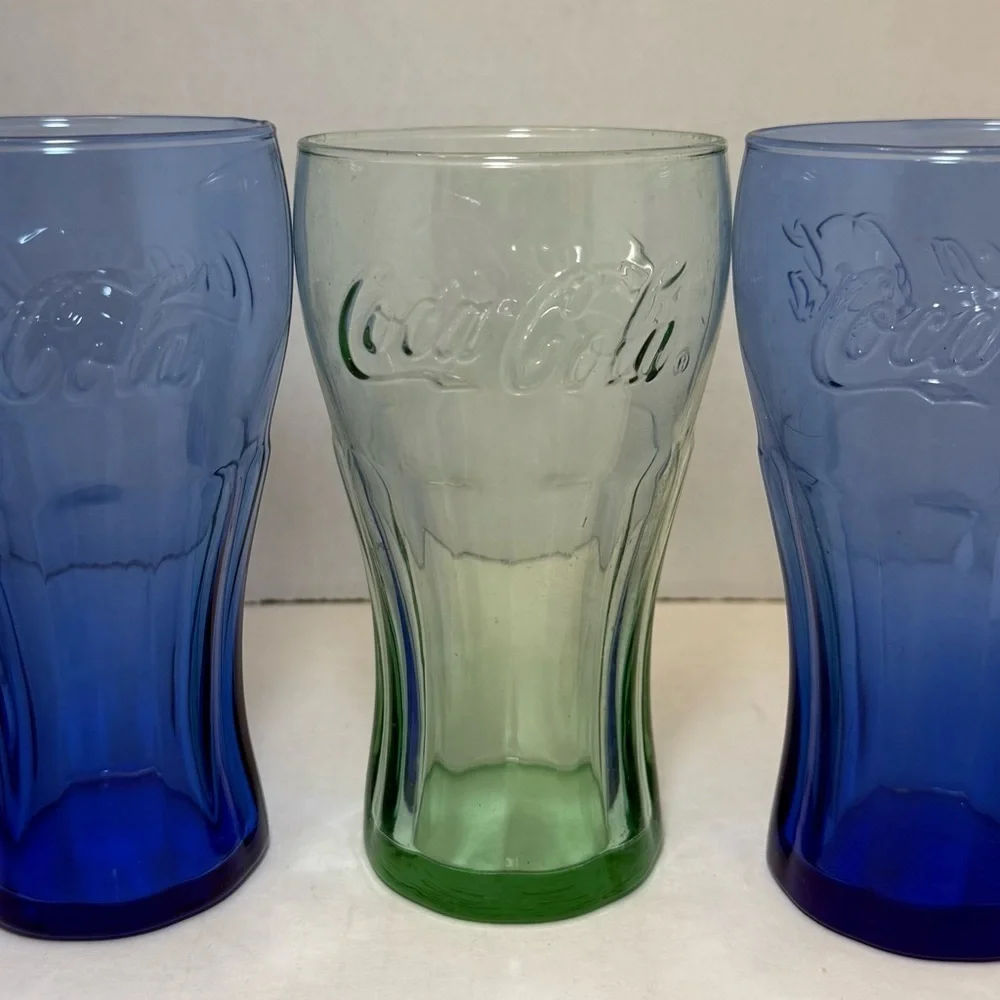 Collectable Coca-Cola Glass Set in Blue and Green